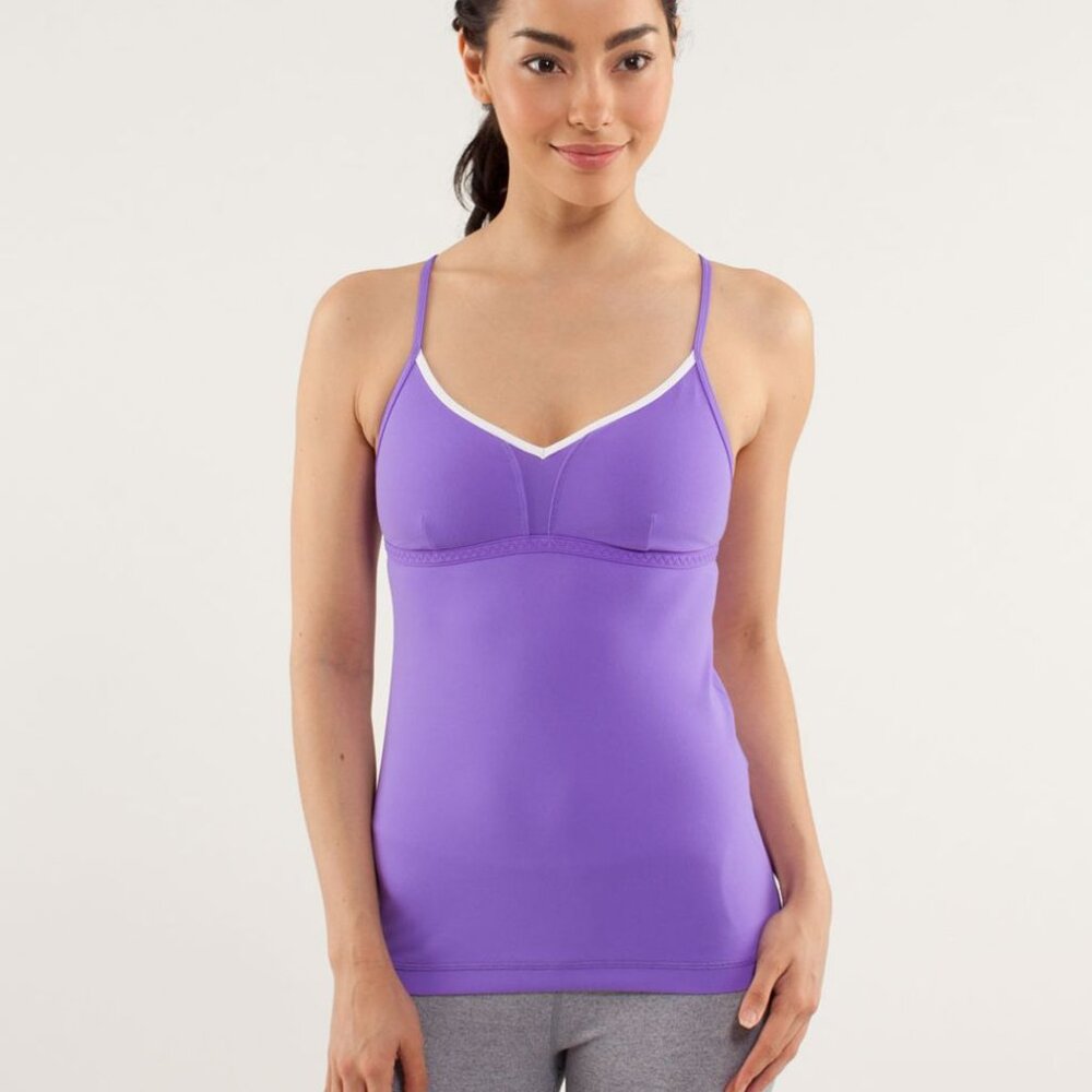 Lululemon Live Lightly Athletic Yoga Tank Power Purple / White